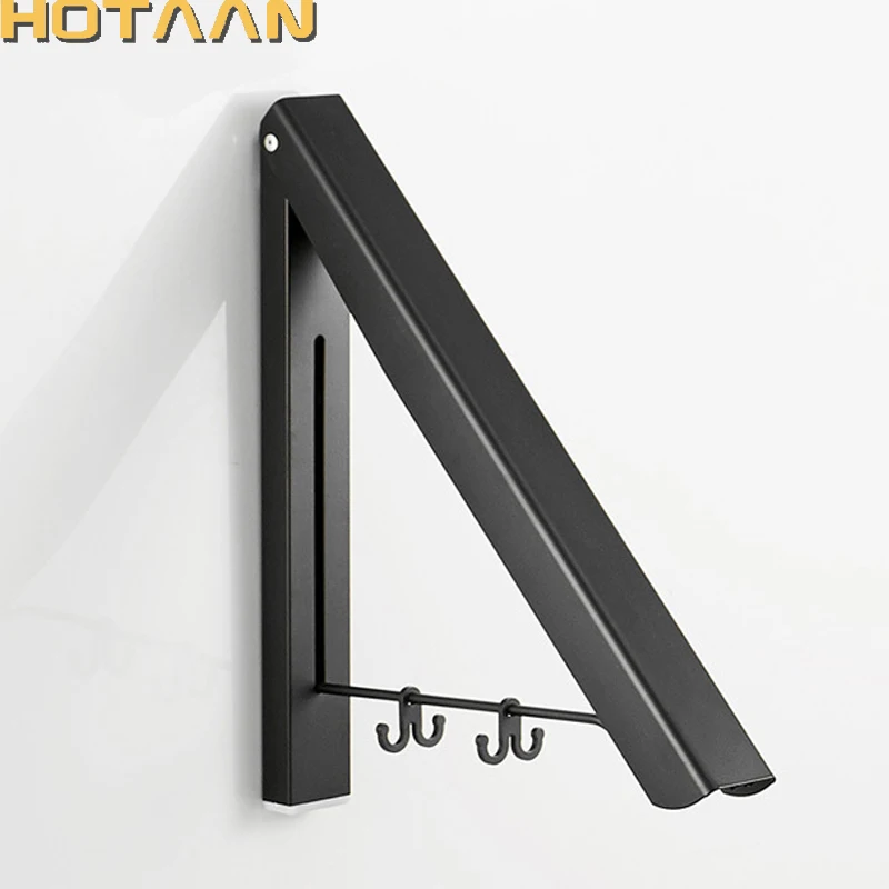 

Bathroom Folding Black Laundry Adjustable Drying Rack Retractable Punch Free Balcony Tool Multifunction Clothes Hanger Indoor