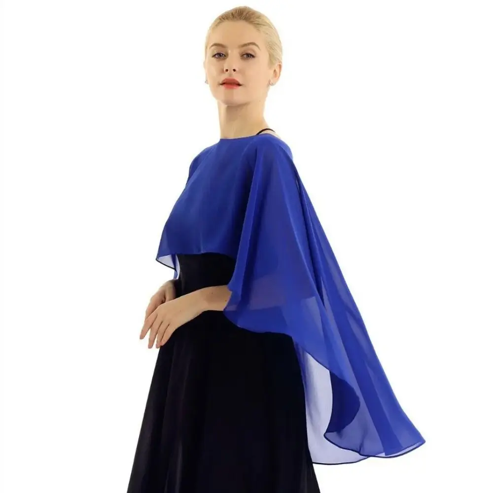 New Fashion Soft Wedding Capes Long Solid Color Wedding Jacket Wraps Chiffon Shrug Womens Ladies