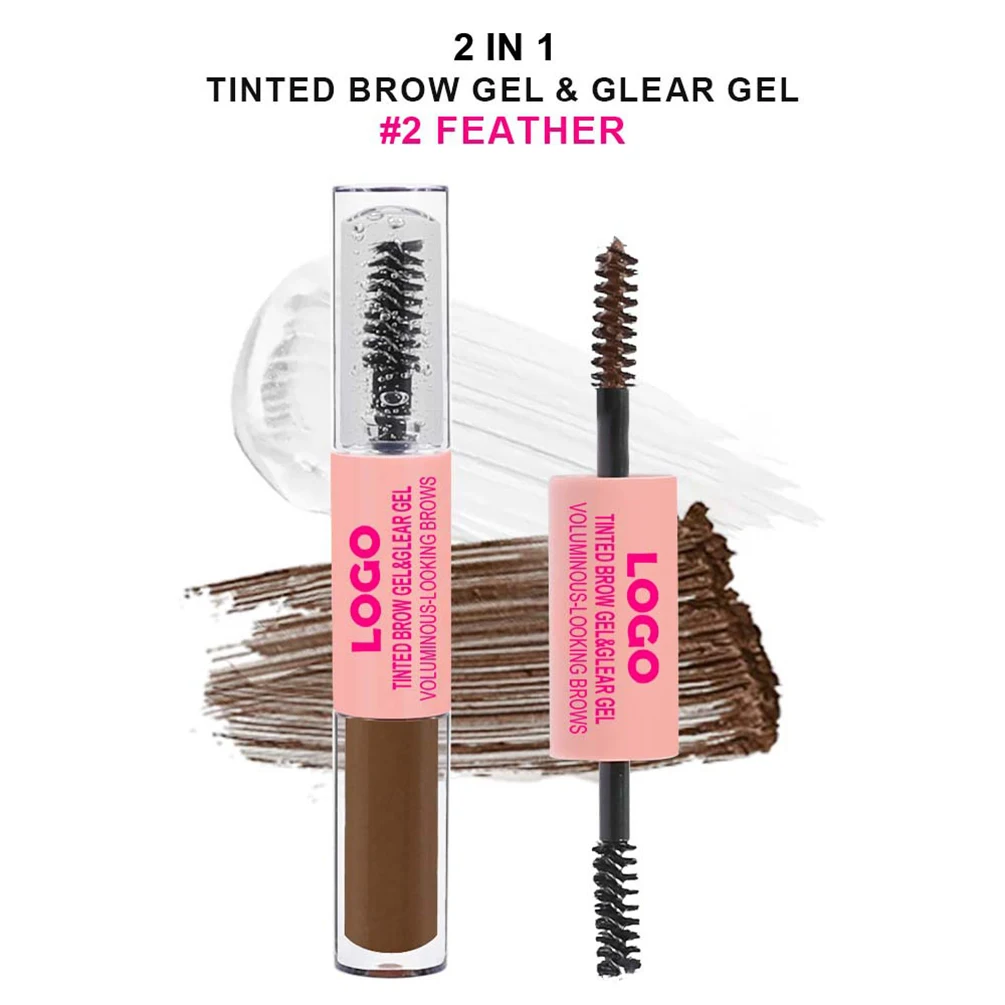 4-color Private Label 2in1 Eyebrow Cream Custom Logo 2 in 1 Transparent Shaping Gel Long-lasting Eye Brow Dye Waterproof Makeup