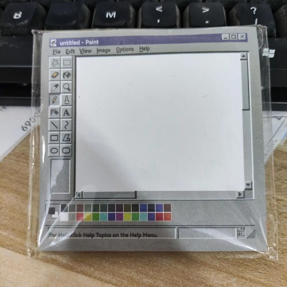 

500Sheets Creative Vintage Computer Sticky Notepad Square Paper Computer Drawing Board Drawing Board Sticky Labels Retro