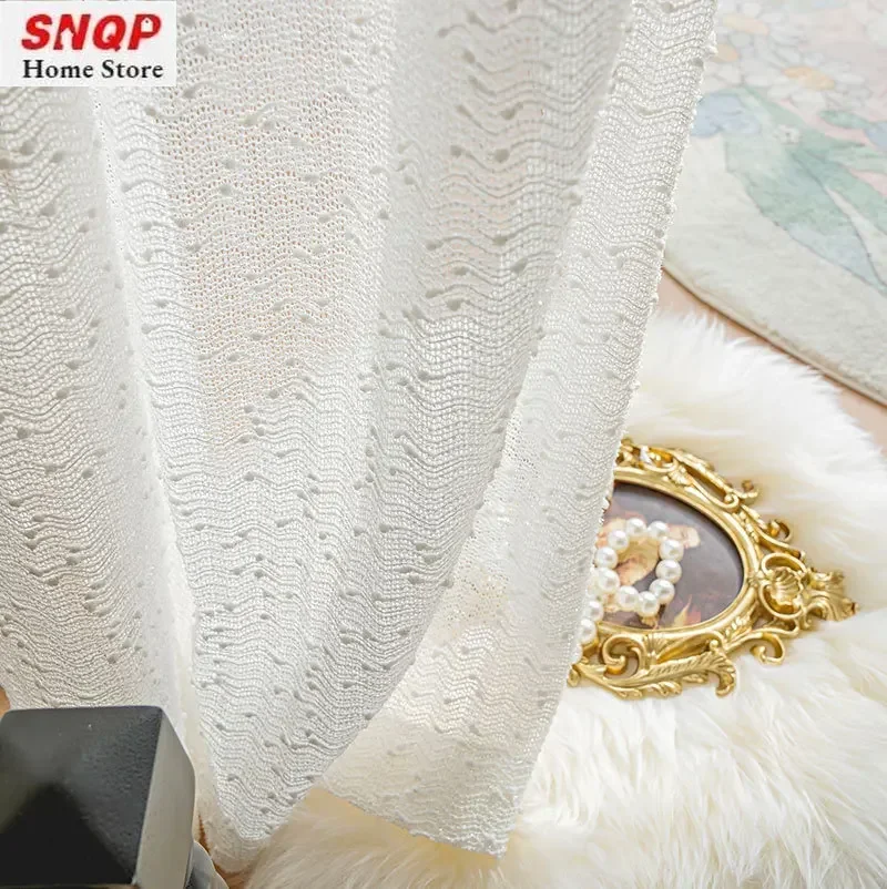 2023 New French Luxury Retro Luxury White Tulle Curtains for Living Room Dining Bedroom Window Screen Sheer Thickened Fabric