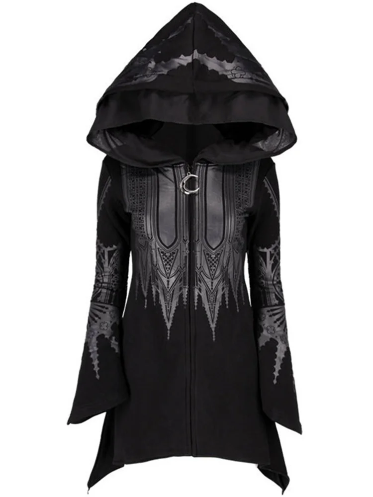 Paradoxe archive grunge goth y2k リメイ Rua goth estilo punk preto longo com capuz topo harajuku retro