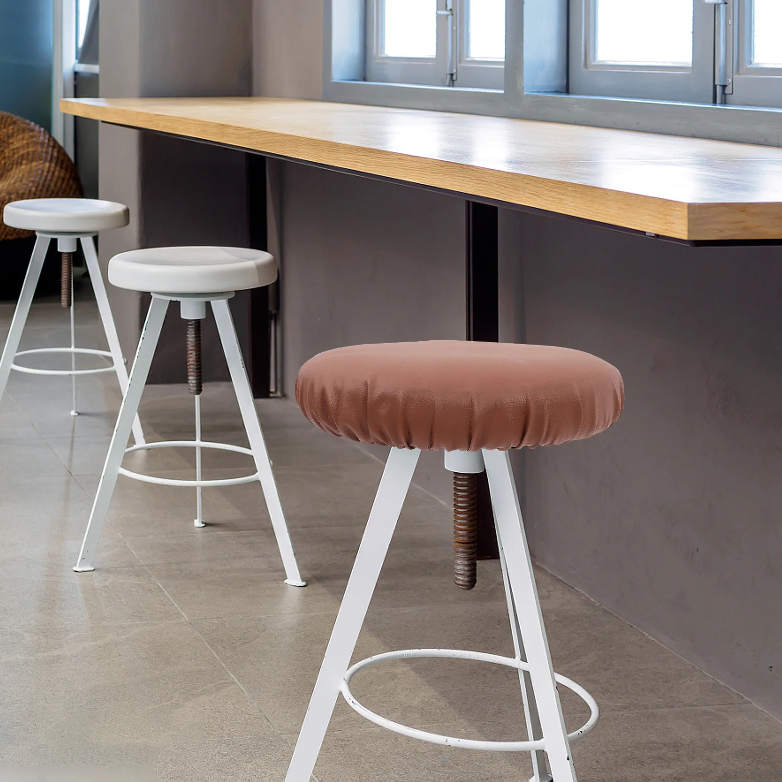 Round Bar Stool Cover Waterproof Chair Protector Soft Comfortable Fit for Kitchen Dining Room Cafe Terrace Garden Decorative