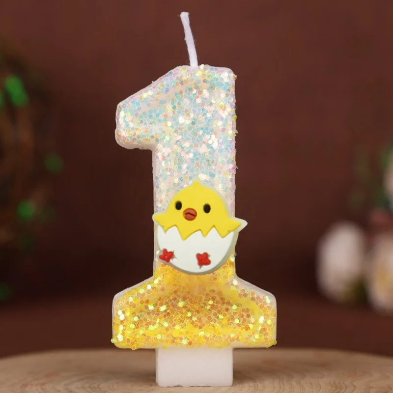 Cute Luminous Animals Digital Candle Number 0-9 Kids Birthday Cake Decoration Supplies Cartoon Anime Party Accessories Supplies