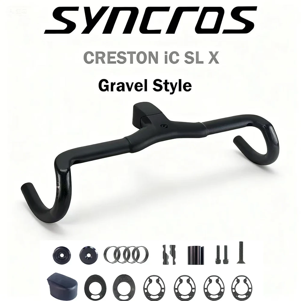 

Syncros Creston IC SL X Gravel Handlebar for Gravel Bike Bicycle Cycling, Full Internal Cable Routing, T1000 Carbon Integrated C