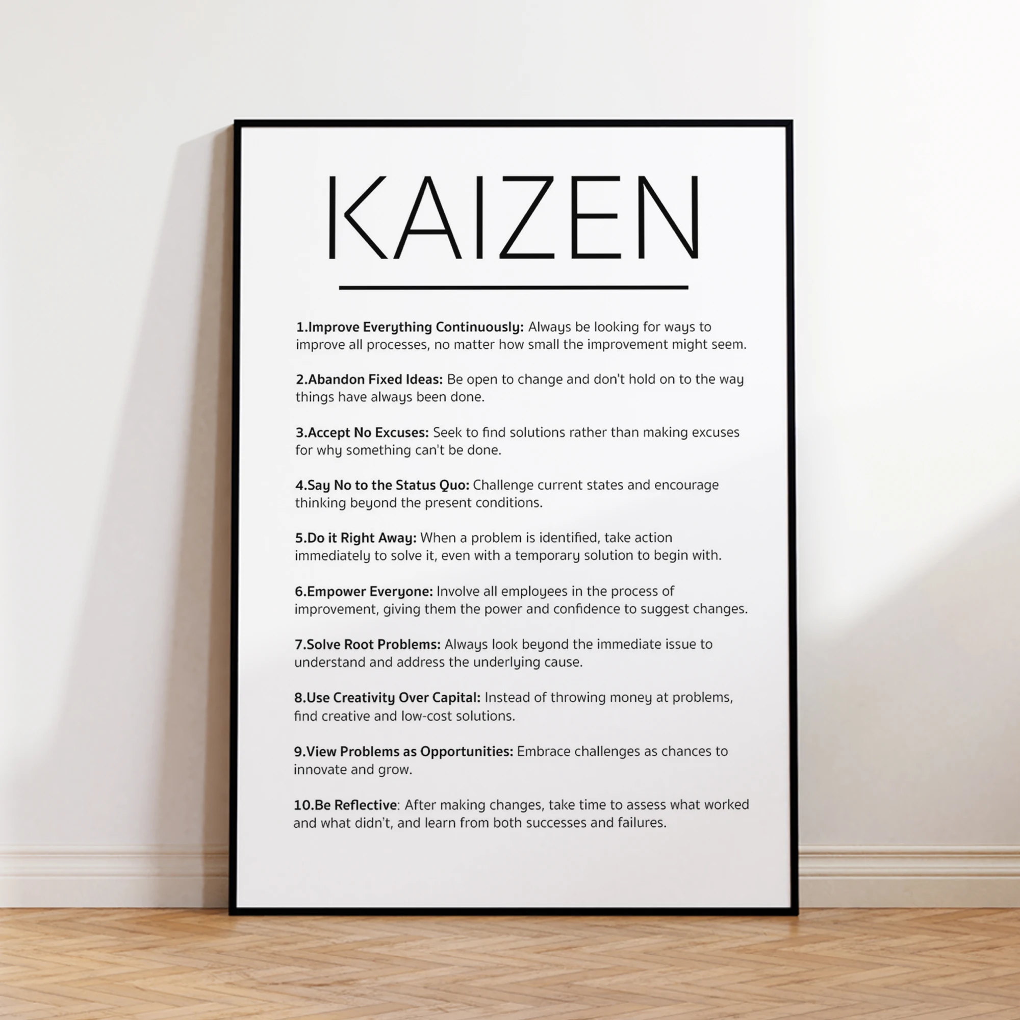 Modern,Minimalist Kaizen Principles Wall Art Print Canvas Painting Poster Picture For Living Room,Bedroom Home Decor