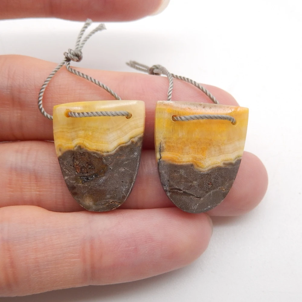 Natural Bumble Bee Stone Double Hole Earring Beads For Womens,Handmade Gift DIY Semiprecious Stone Jewelry Accessories