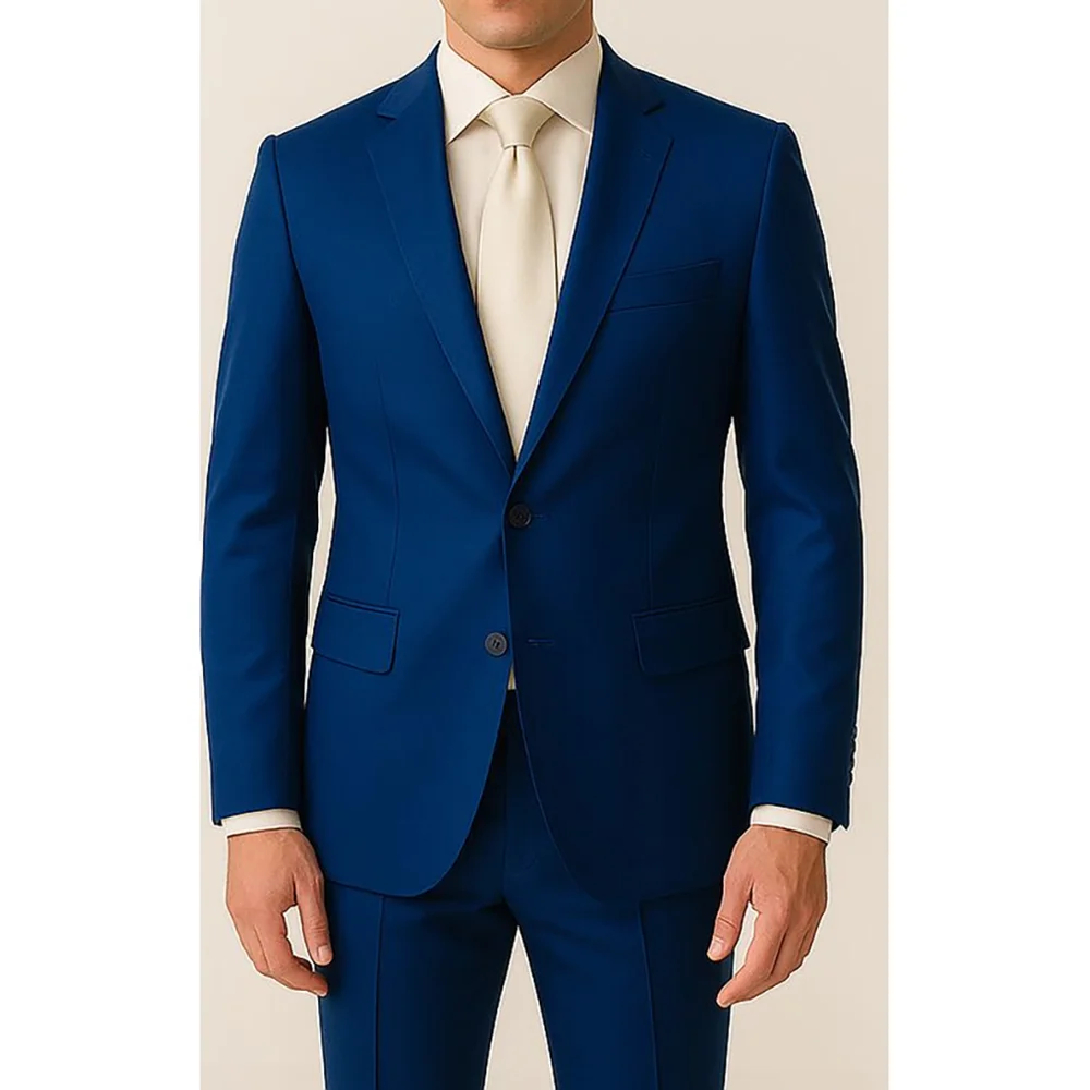 

Slim Fit 2 Pieces Men's Suit Casual Fashionable Business Simple Style Summer Trendy Men Formal Clothing