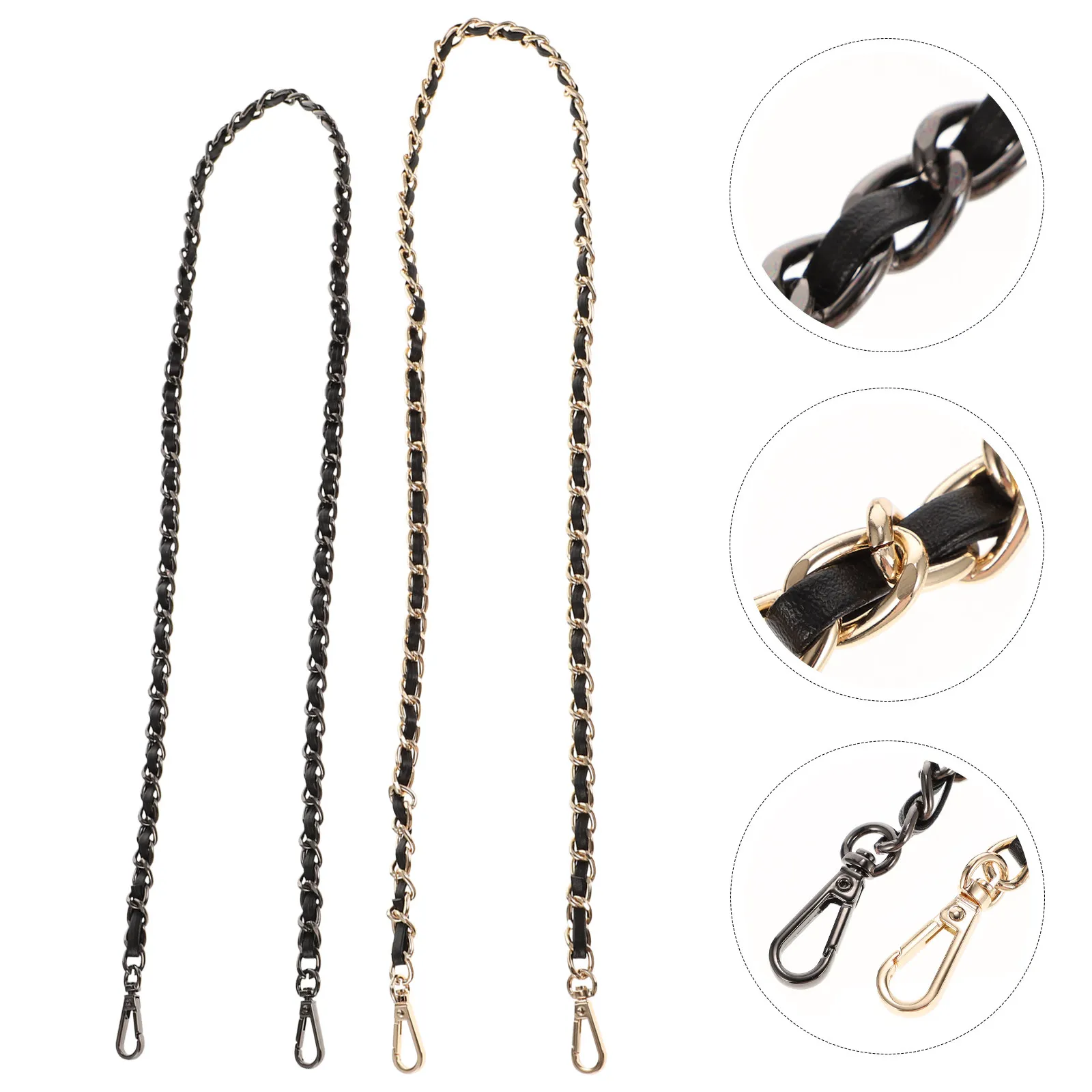 

2Pcs Metal Bag Chains for DIY Handbags Shoulder Crossbody Messenger Bags Smooth Burr-Free Buckle Ends All-Match Fashionable
