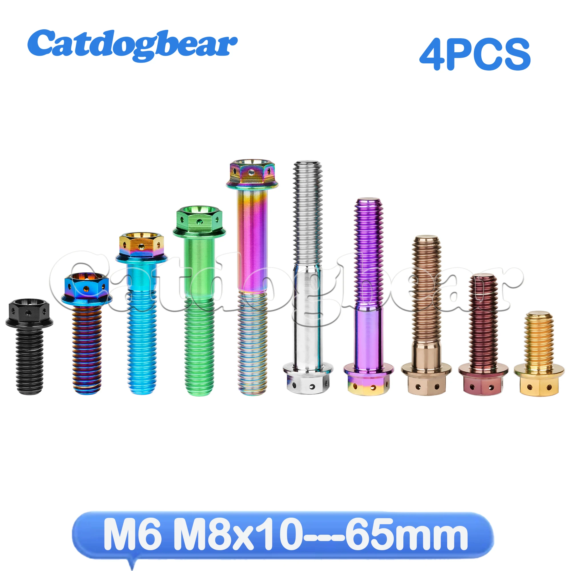 Catdogbear 4pcs Titanium Bolts M6 M8x10 15 18 20 25 30 32 35 40 43 45 50 55 60 65mmFlange Cup-shaped external hexagon Screws