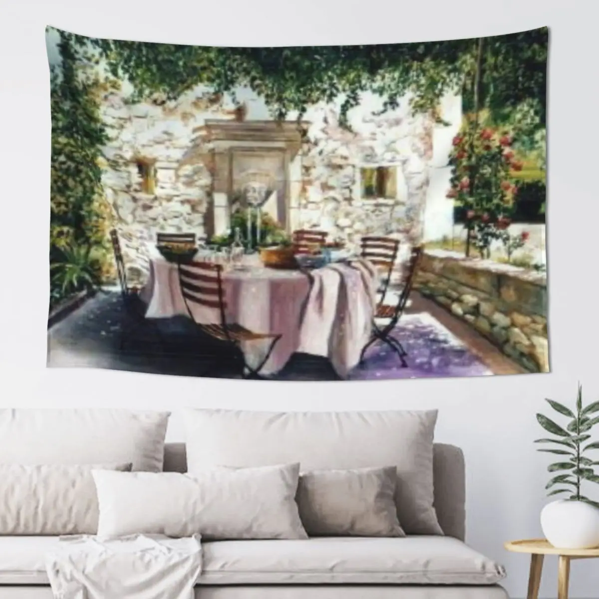 terrace in Provence, Provencal landscape, idleness, Provencal house Tapestry Bedroom Deco Decor For Room Tapestry