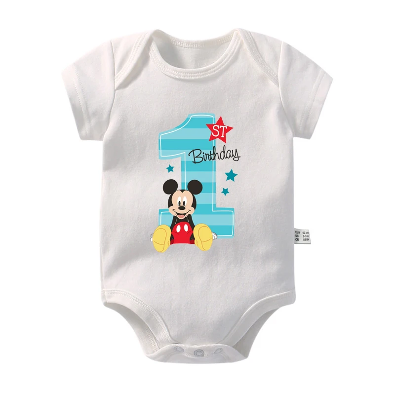 It\'s My 1st Birthday Minnie Mouse Print Baby Bodysuit Infant First Birthday Party Clothes Cotton Baby Boys Girls Outfits Romper