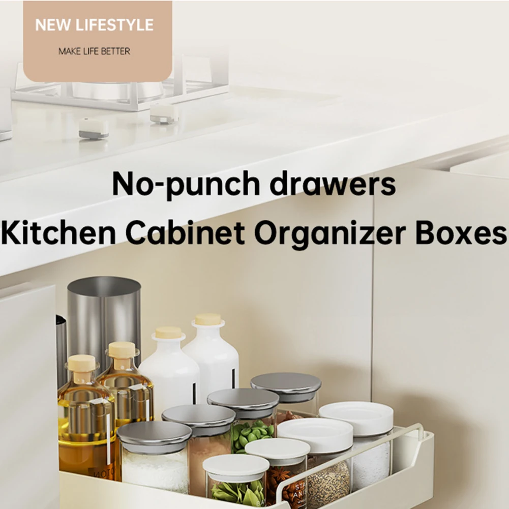 Pull Out Cabinet Organizer Fixed With Damping Guide Noiseless Slide,Heavy Duty Sliding For Kitchen 12.2