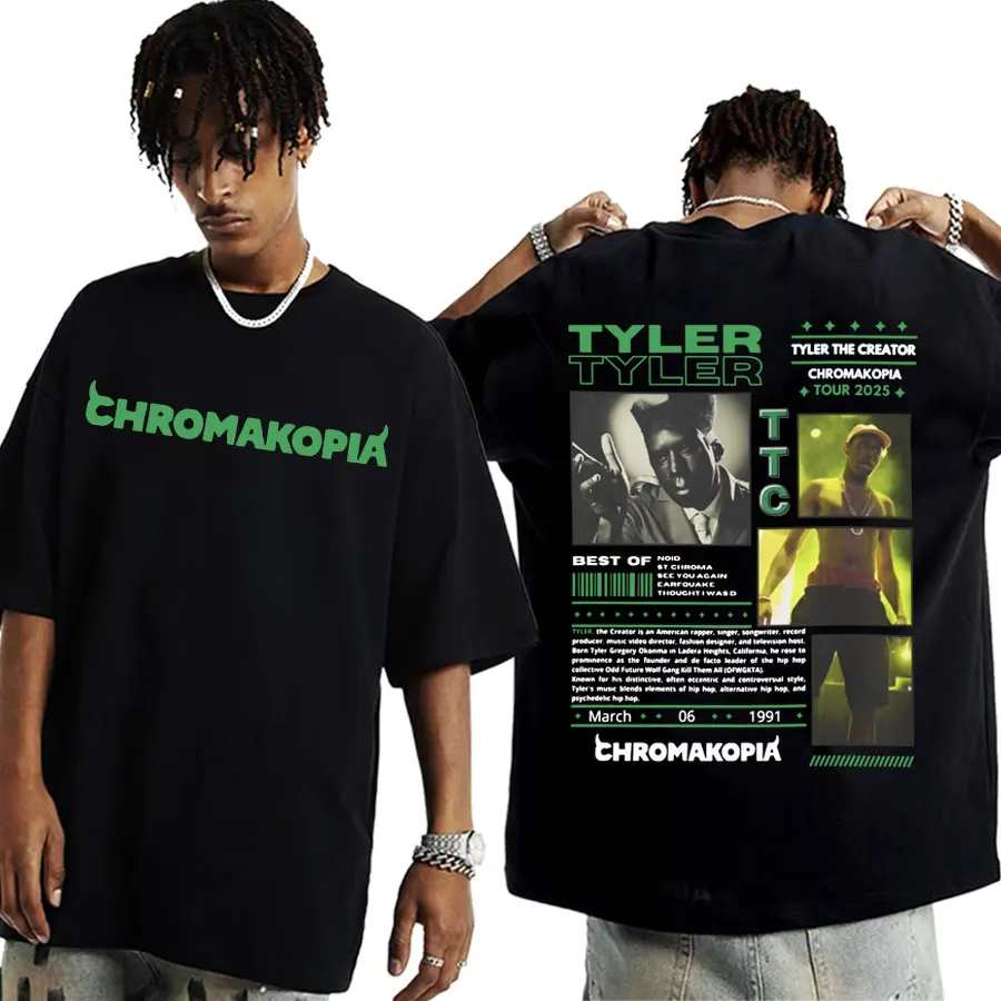 Tyler The Creator Chromakopia World Tour T Shirts Male Fashion Hip Hop Style Street T-shirt Men Women Casual 100% Cotton T Shirt