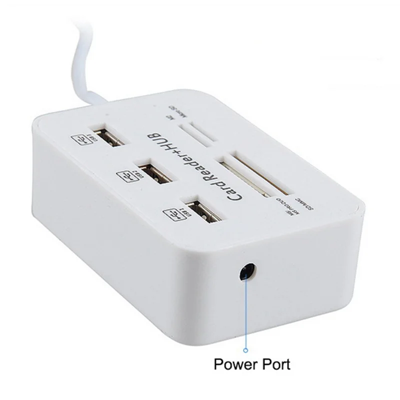 

Exquisite-1 Piece 3 Port USB HUB 2.0 Splitter Combo Card Reader Portable Multi Function Support TF SD M2 SDHC Card Read Write