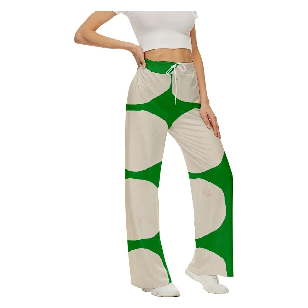 

Spring 2022 SOJINM Women Green Print Wide Leg Pants Women Baggy Sweatpants Joggers Bottoms Streetwear Casual Trousers