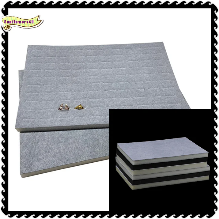 34*22CM 1PC Jewelry Foam Tray DIY Inserts Liners Velvet Jewellery Rings Showed Case Tray