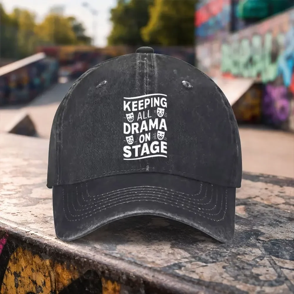 1pc Casual Fashion Dramatic Stage Theme Printed Washed Baseball Cap Premium Versatile Outdoor Accessory Unisex Duckbill Hat Suit