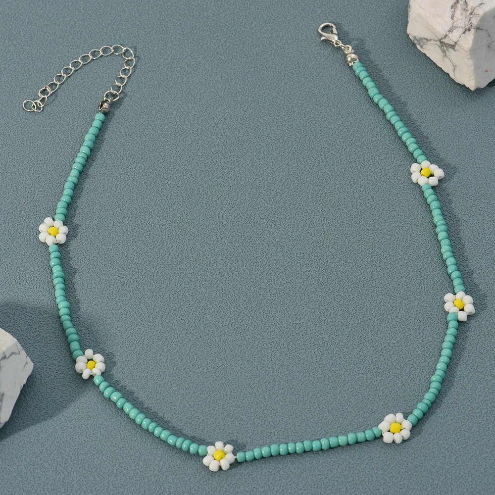 Flower Short Necklace For Women Fashion Simple Boho Handmade Beaded Ladies Birthday Party Clavicle Chain Jewelry Wholesale image 3
