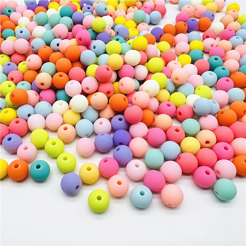 50pcs 8mm Acrylic Beads Round Losse Spaced Beads For Jewelry Making DIY Couple Charms Bracelet Necklac Accessories