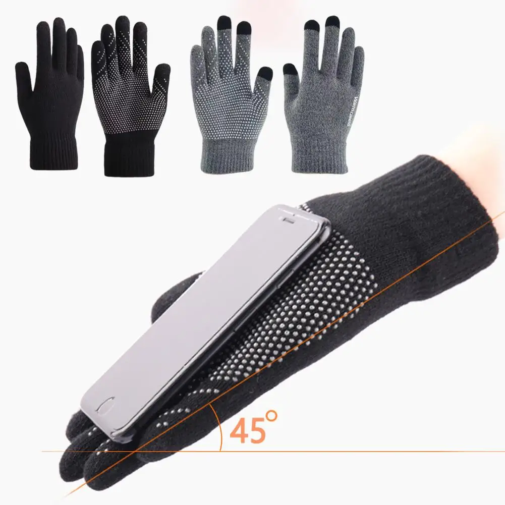 New Winter Men Knitted Gloves Touchscreen High Quality Gloves Women Business Cashmere Warm Solid Thicken Wool Male Autumn M X7E8