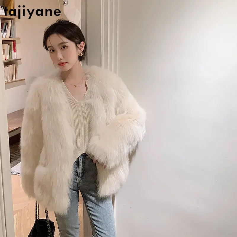 

Tajiyane High Quality Fox Fur Coats for Women Winter Real Fur Jacket Fashion Short Fox Fur Coat Casual Women Jacket Veste Femme