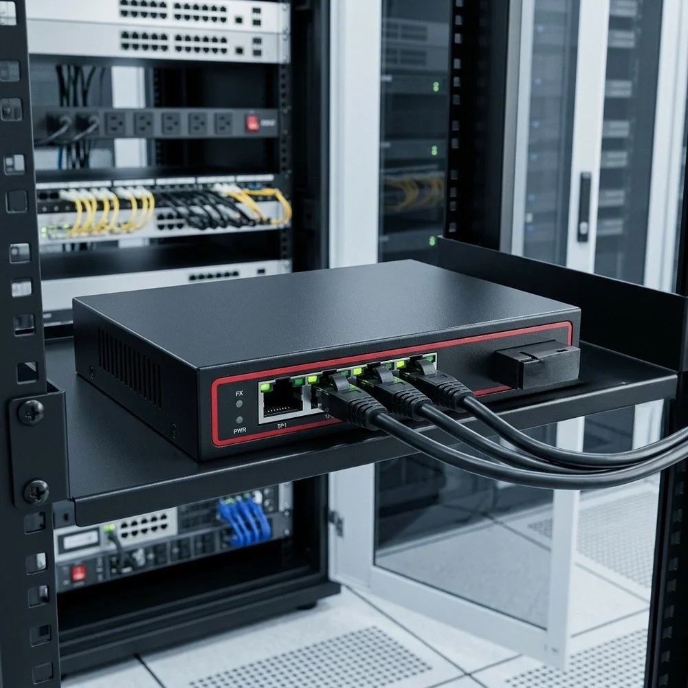 Gigabit Fiber Transceiver For SC 4 For RJ45 Ports For RSR Self-Healing For Ring Network For Industrial Security Monitoring For P
