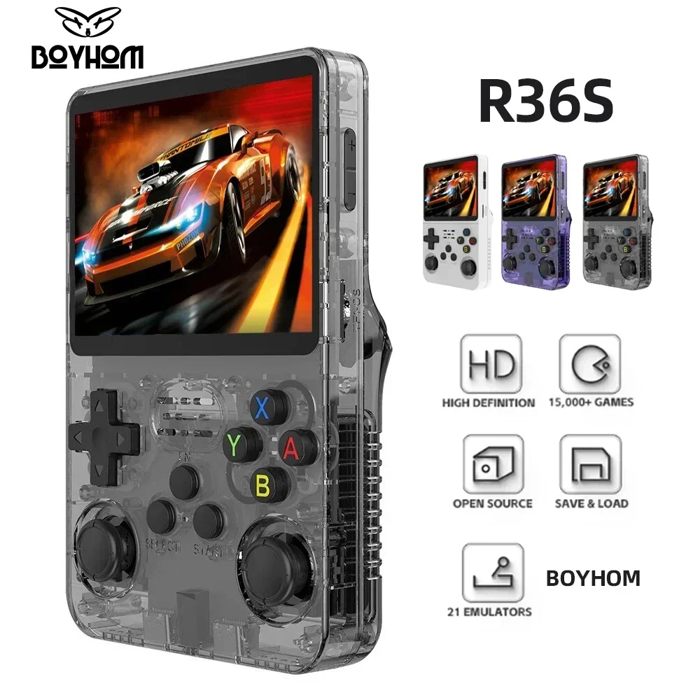 YYHC R36S Retro Handheld Video Game Console Linux System 3.5 Inch IPS Screen R35s Pro Portable Pocket Video Player 64GB Games