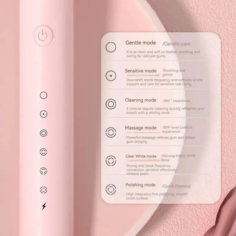 فرشاة الأسنان الكهربائية بالموجات فوق الصوتية ستة وضع السرعة المنزل لينة الشعر USB شحن مقاوم للماء الكبار منظف الأسنان التلقائي زوجين مجموعة T
