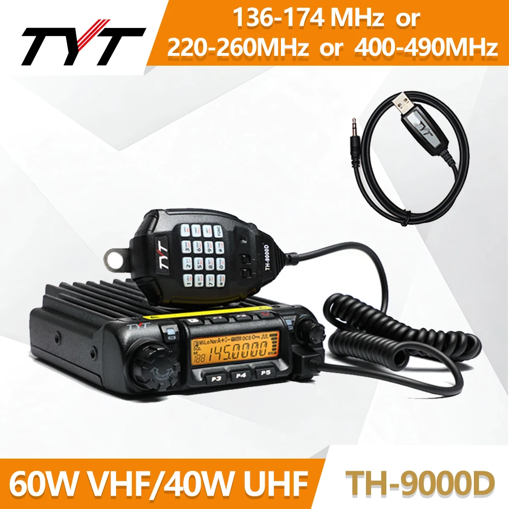 TYT TH-9000D PLUS 45W 60W High Power Car Radio Single/Mono Band 136-174 or 220-260 or 400-490MHz long range Transceiver