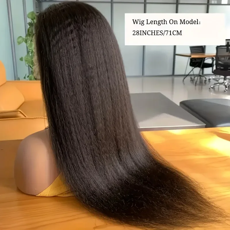 

Прямой парик Kinky Straight с прозрачной HD-сеткой 13x4 | Парик из натуральных волос Yaki Straight для женщин, 36 дюймов, натуральный цвет