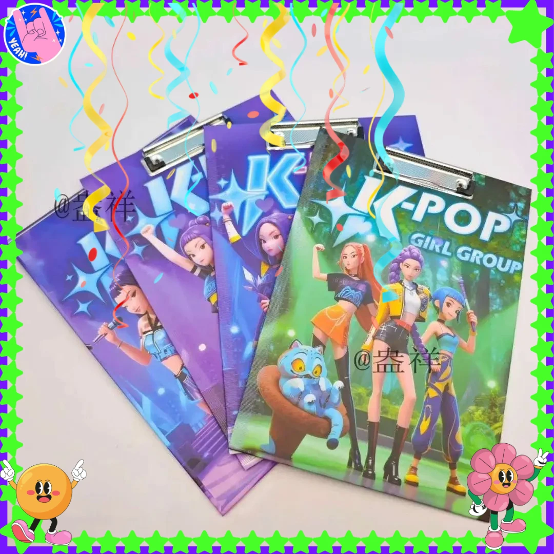 Kpop Demon Hunters Рождественский буфер обмена формата А4, милая доска для письма в стиле аниме, экзаменный блокнот, кавайные школьные принадлежности, держатель для файлов для студентов