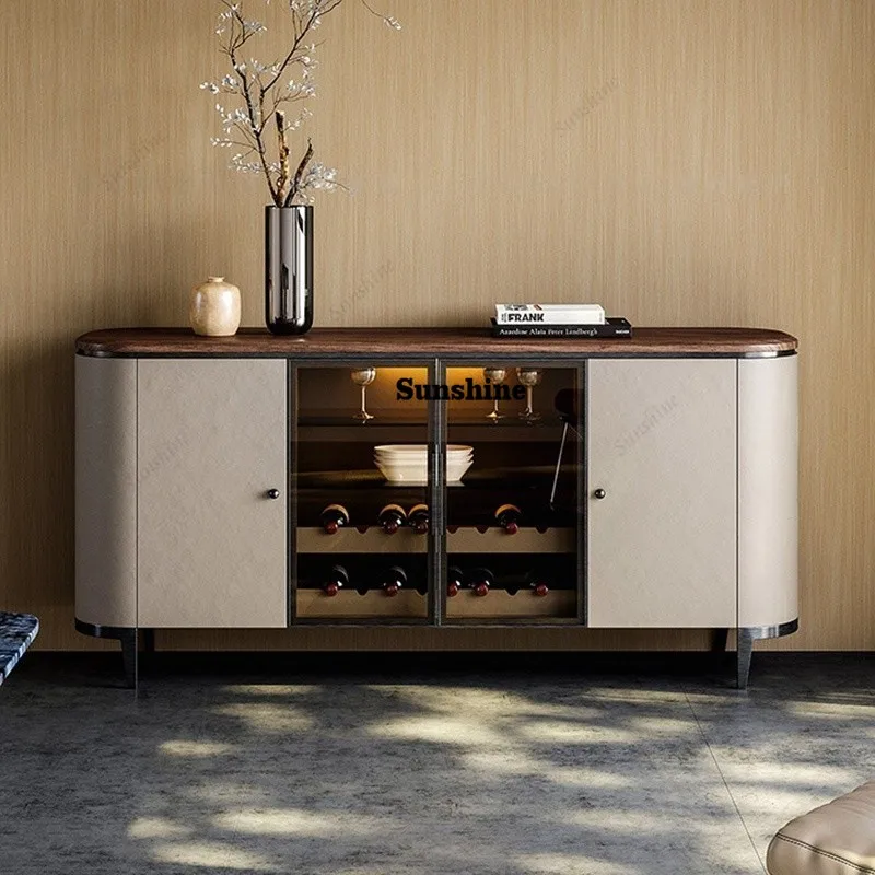 

Italian light luxury dining side cabinet, solid wood, minimalist living room wall storage, dining side cabinet