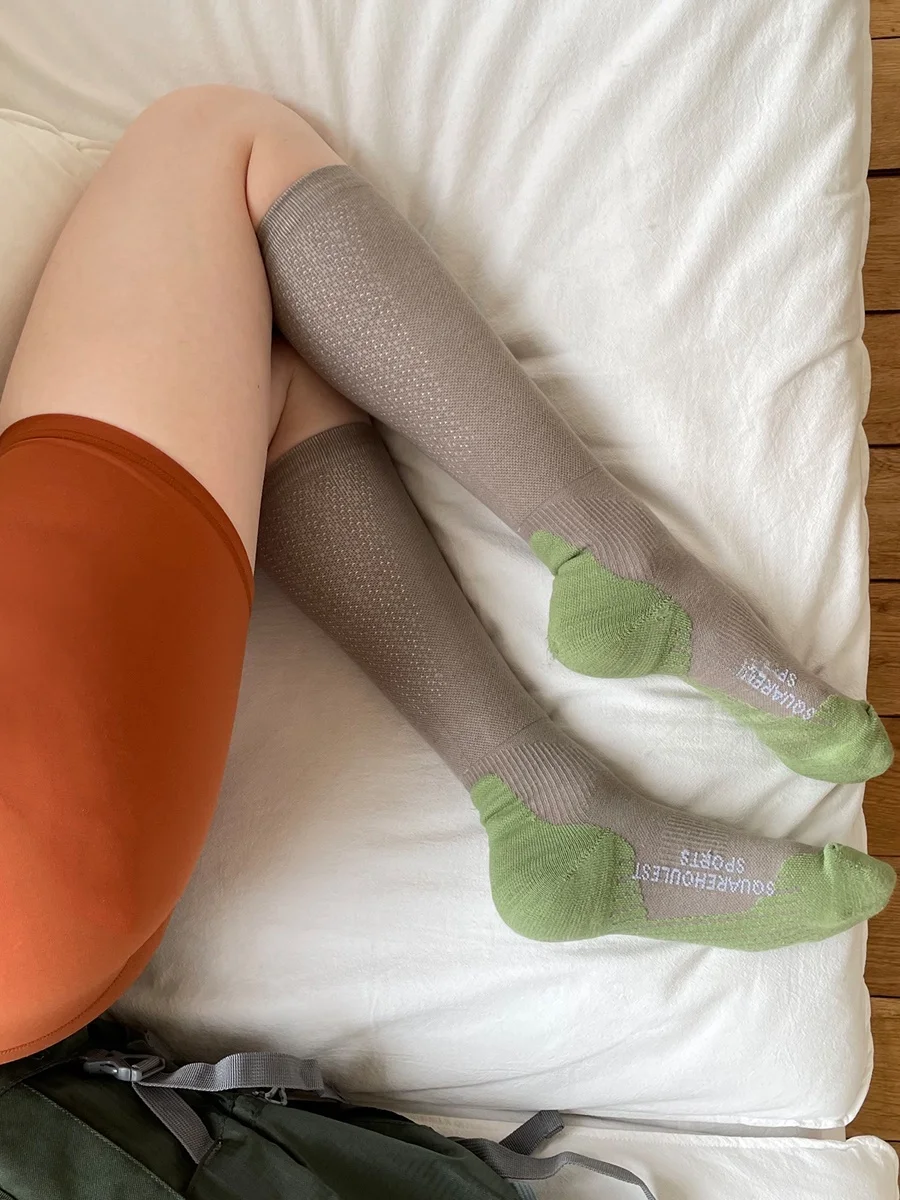 Pressure Square Hole Sports Socks Long Tube Knitted Leggings for Cycling Running Outdoor Activities Women's Home Comfortable