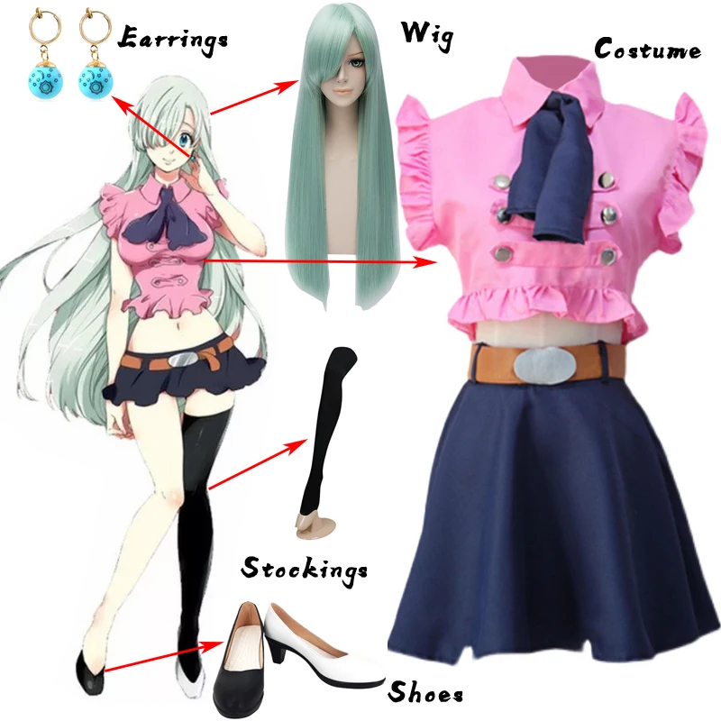 SingXeng Anime Cosplay Elizabeth Liones Cosplay Costume Earrings Outfits Halloween Christmas Dress Custom Made