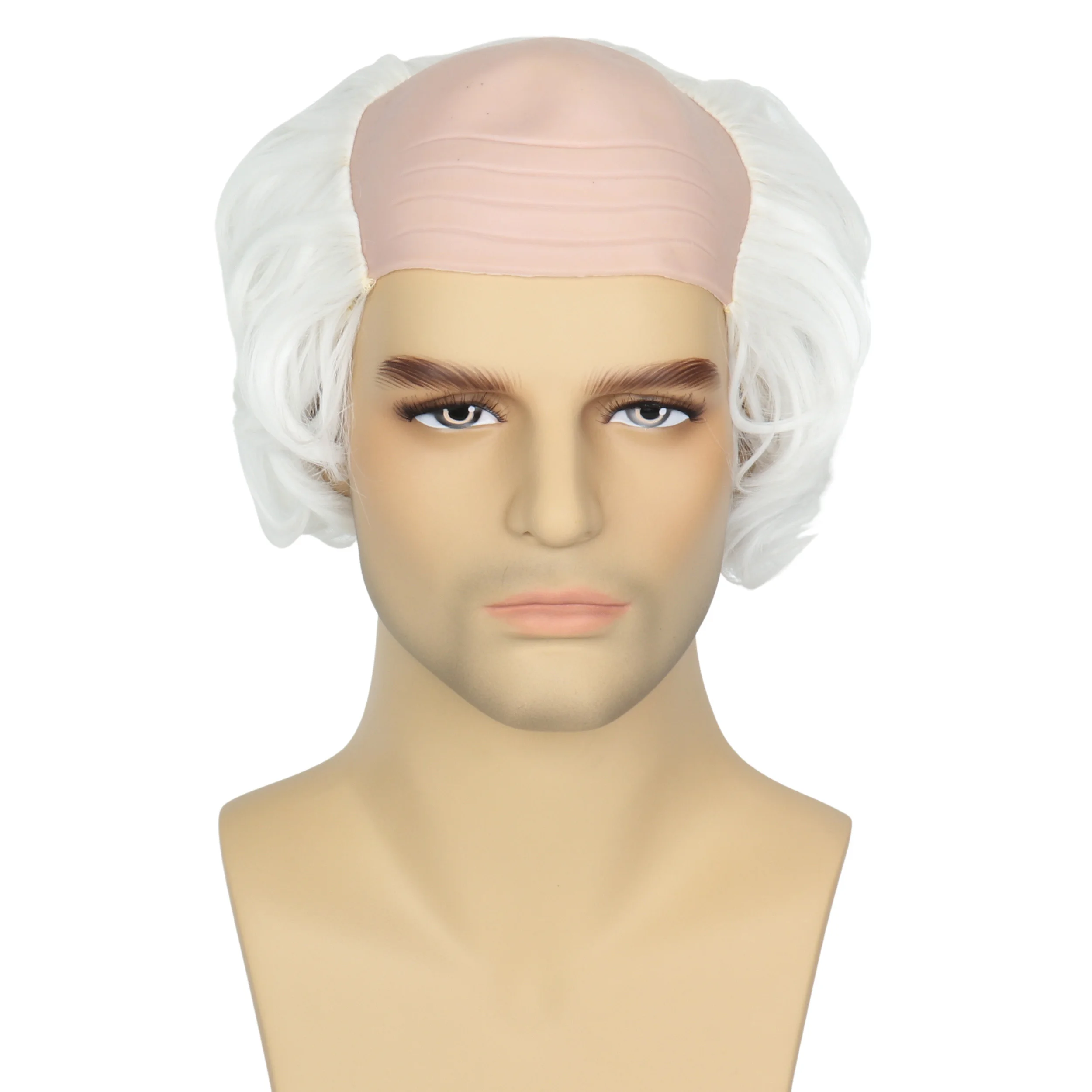 Özledim U saç yaşlı adam peruk beyaz kel kap saç yanlarda Balding peruk büyükbaba cadılar bayramı Cosplay kostüm peruk