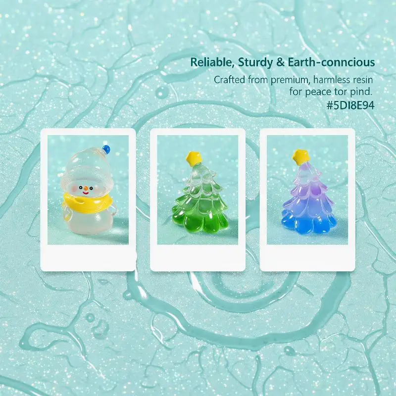 Glossy Translucent Mini Christmas Figurines Snowman Tree Pattern Cute Design for Office Desk Decor Winter Festival Gift