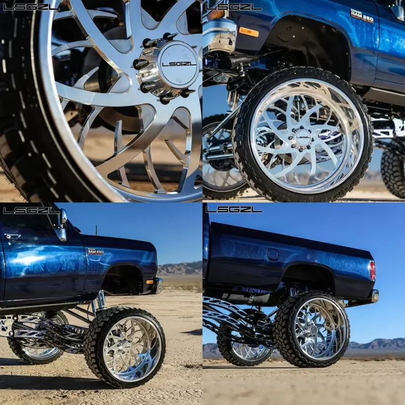 Rines Cóncavos i Polished Wheels Super Single Wheels 450 8x6.5 10x225.75 de 20, 22, 24 y 26 Pulgadas para Camionetas Chevy