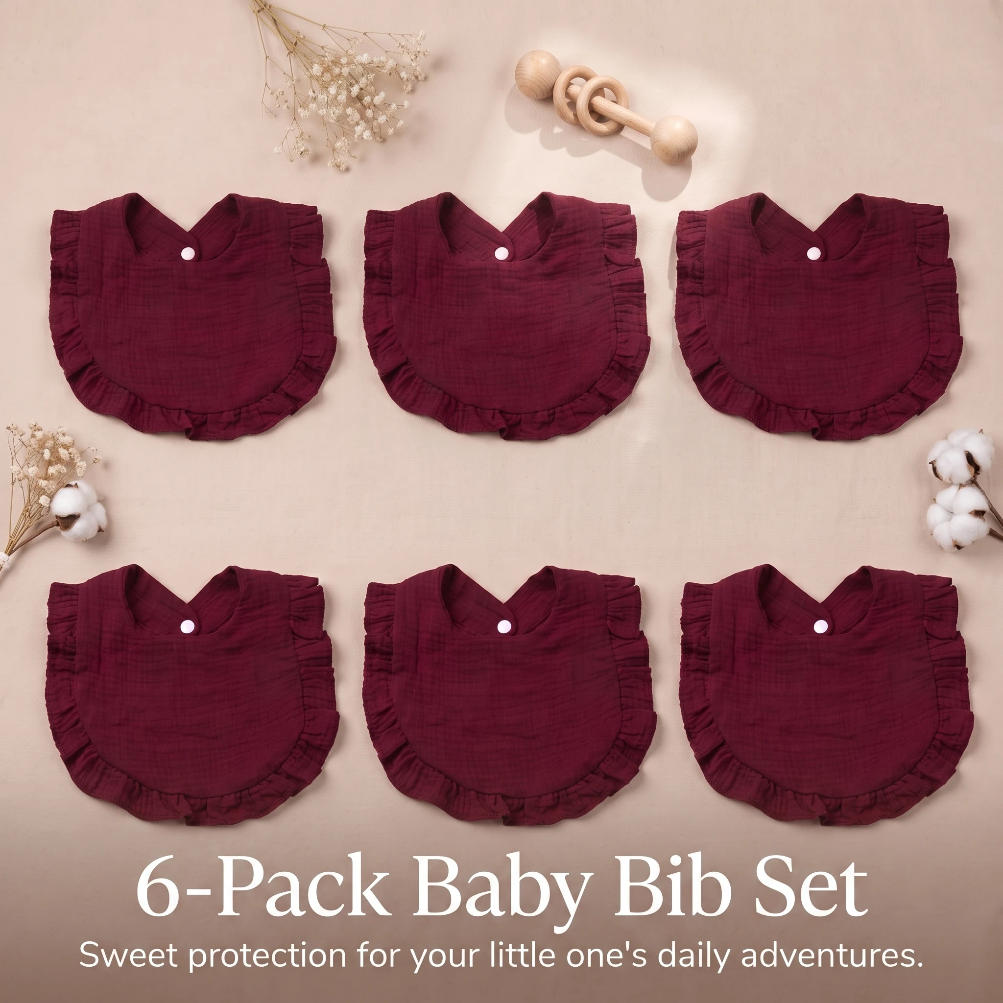 6pcs European and American style new ruffle baby bibs, children's lace gauze bibs and bibs, cute newborn supplies