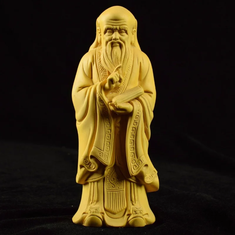 Boxwood Craft Zhuzi Baijia Confucius Laozi Zhuangzi Mozi Buddha Statue Craft Decoration Chinese Studies Souvenir for Teacher