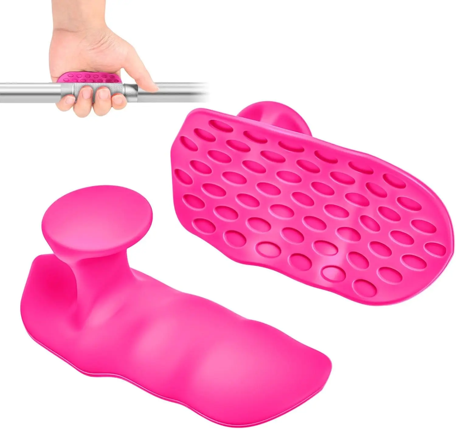 2PCS Pink Black Colors Available Anti-Slip Silicone Gym Grip Pads Fingerless Weight Lifting Grips Cloth Storage Case Widened Thickened Rubber Hand Protector for Pull Ups Dumbbells Barbell Workout Fitness Grip Strengthener Unisex Men Women Gym Accessories