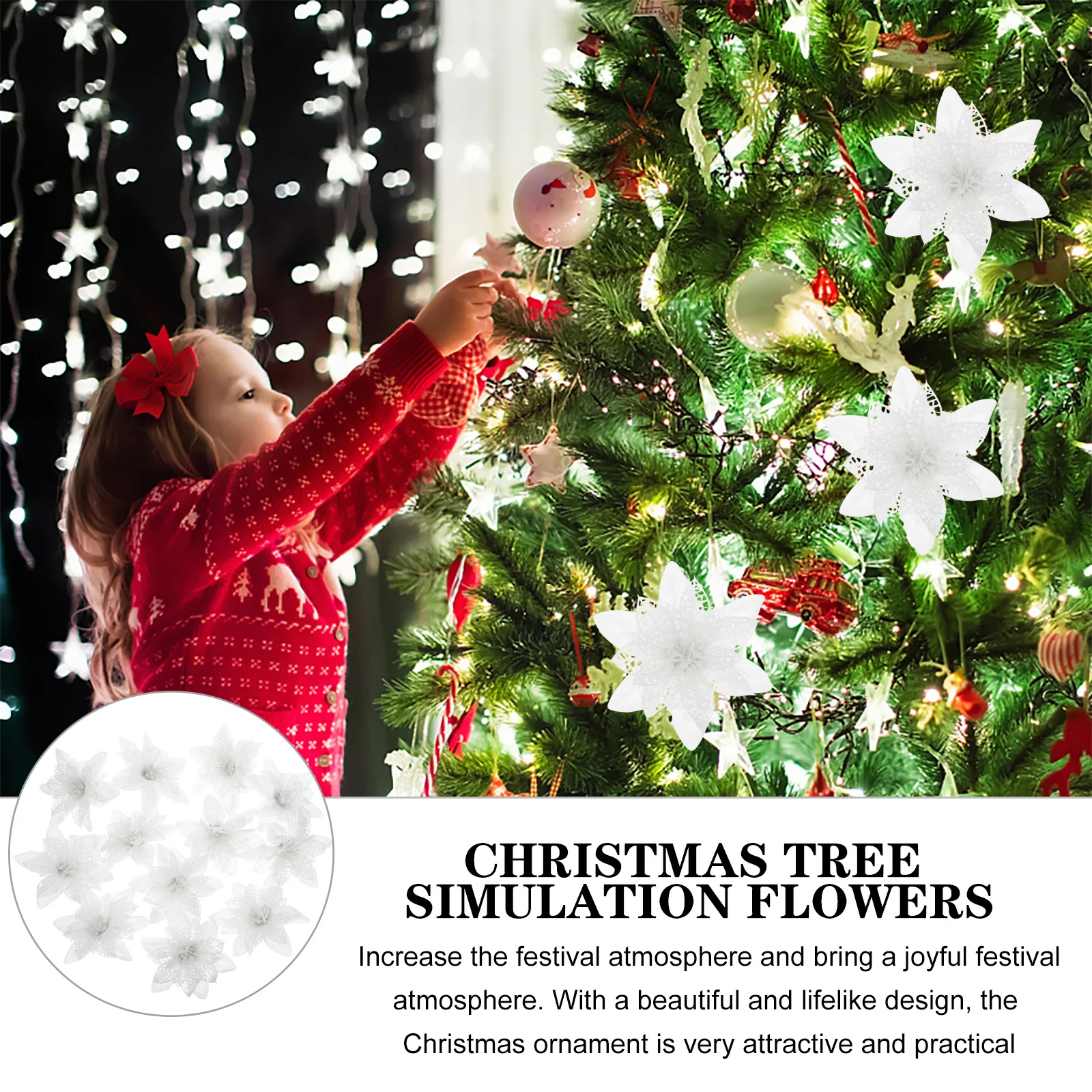 

12 Pcs Tree Christmas Decor Poinsettia Flowers Decorative Decoration Artificial Poinsettiapoinsettia