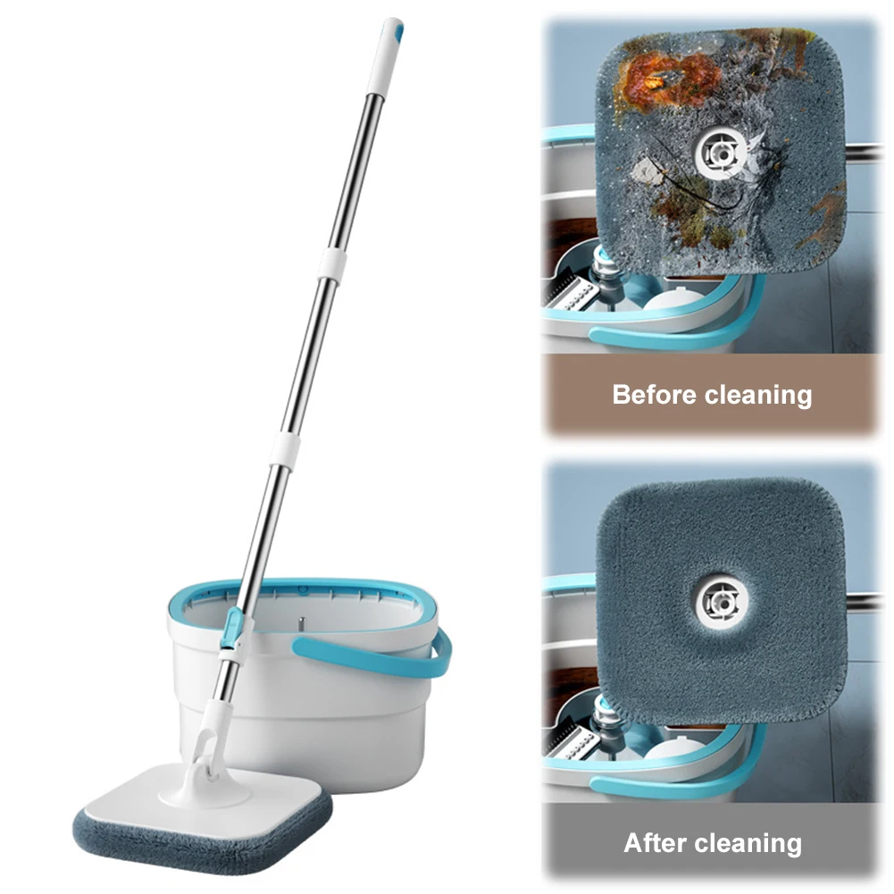 

Spin Mop and Bucket Set with 4 Replaceable Mop Pads Separate Dirty and Clean Water Home Cleaning Spinning Mops Wet and Dry Mop