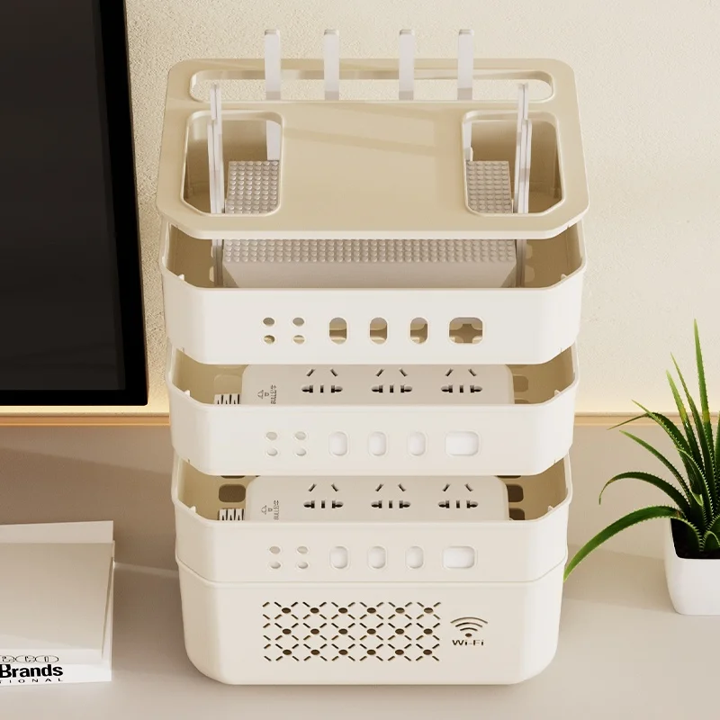 New 4-layer WiFi Plug Protection Box Detachable Multi-layer Storage Box Storage Rack Suitable For Living Room And Bedroom Storag