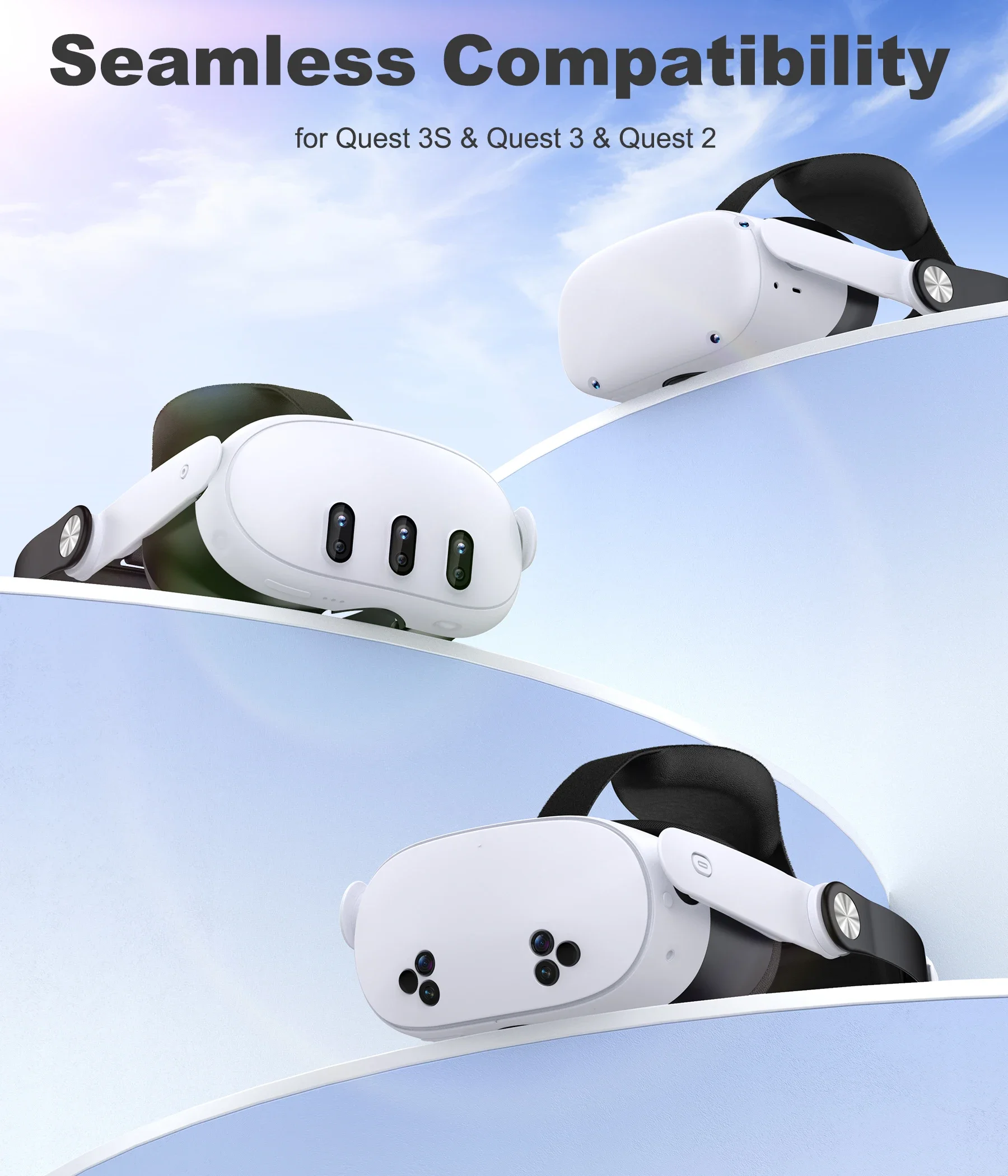 BEBONCOOL メタクエスト 2/3/3S VR エリートストラップ用高度な調節可能なヘッドストラップ – 精密フィット、快適なデザイン、クイックリリースヒンジ