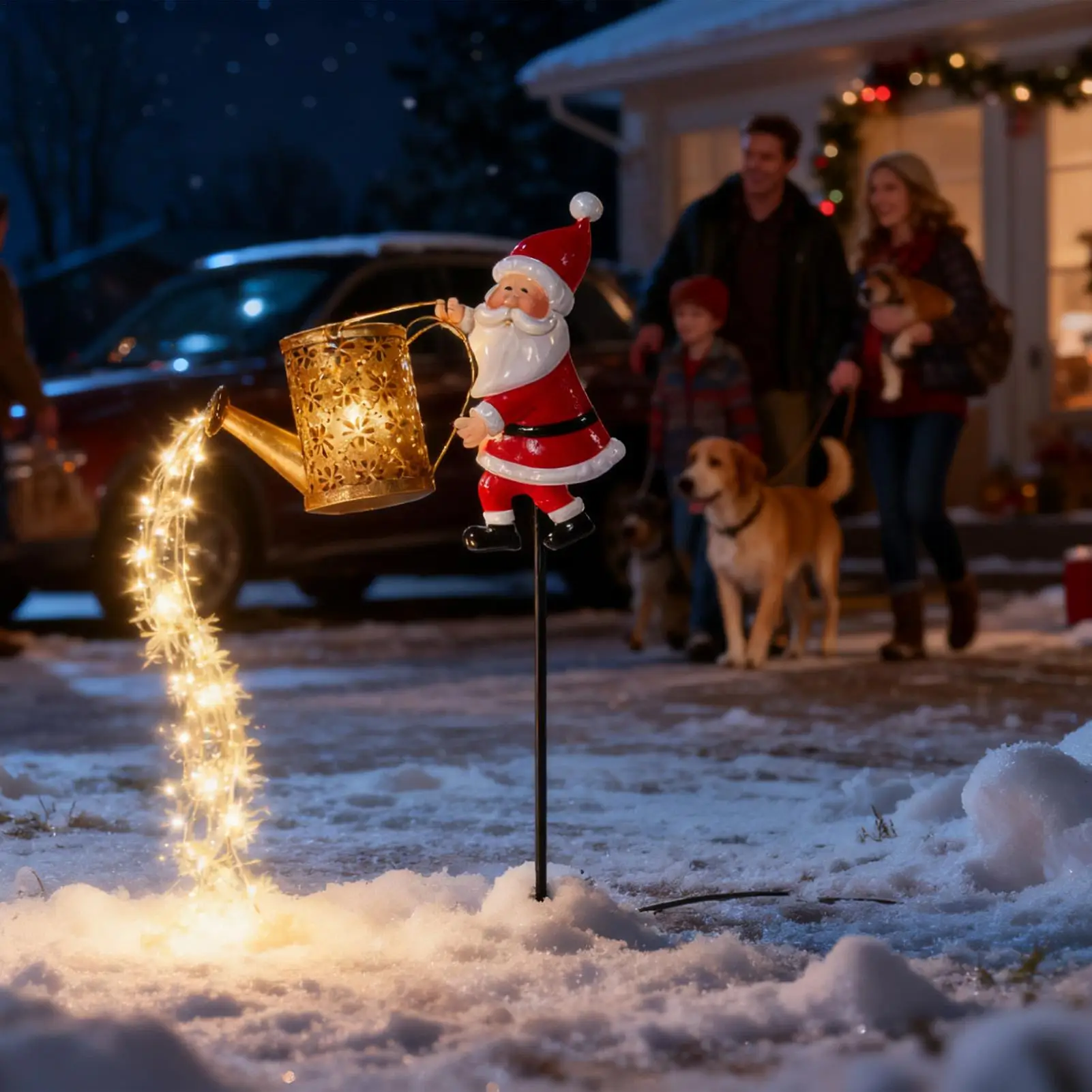 

Christmas Solar Lights Santa Claus with Kettle Ground Stake Lamp Outdoor Garden Lawn Decorative Lights for Lawn Pathway Walkway