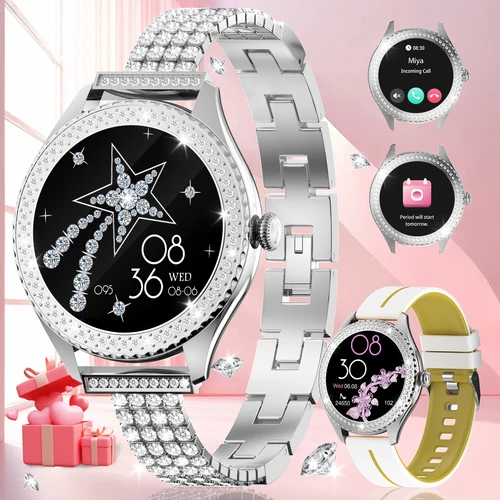 Reloj inteligente para mujer, llamada inalámbrica, frecuencia cardíaca, presión arterial, alarma, pasos, calorías, múltiples modos deportivos, regalo perfecto para mujer
