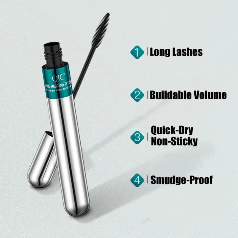 ダブルインワンマスカラシルクファイバー防水マスカラまつげエクステンション用黒厚い延長まつげ化粧品 1 個