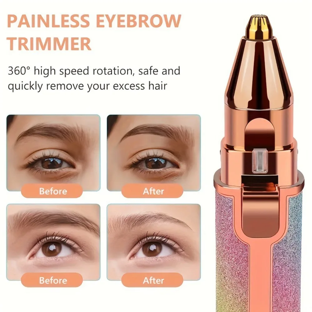 Rasoir de sourcils électrique pour femmes 2 en 1, épilation faciale et rasoir à sourcils, rasoir indolore pour le visage et le corps