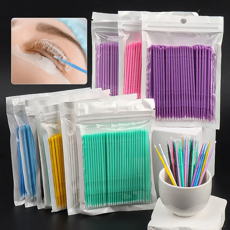 100pcs Disposable Eyelash Clean Makeup Brush Lash Extension Micro Brushes Eyebrow Comb Mascara Wands Applicator Beauty Tools